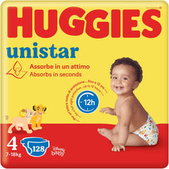 Huggies Unistar pelenka, 4-es méret (7-14 kg), 128 db-os pelenka (alap)