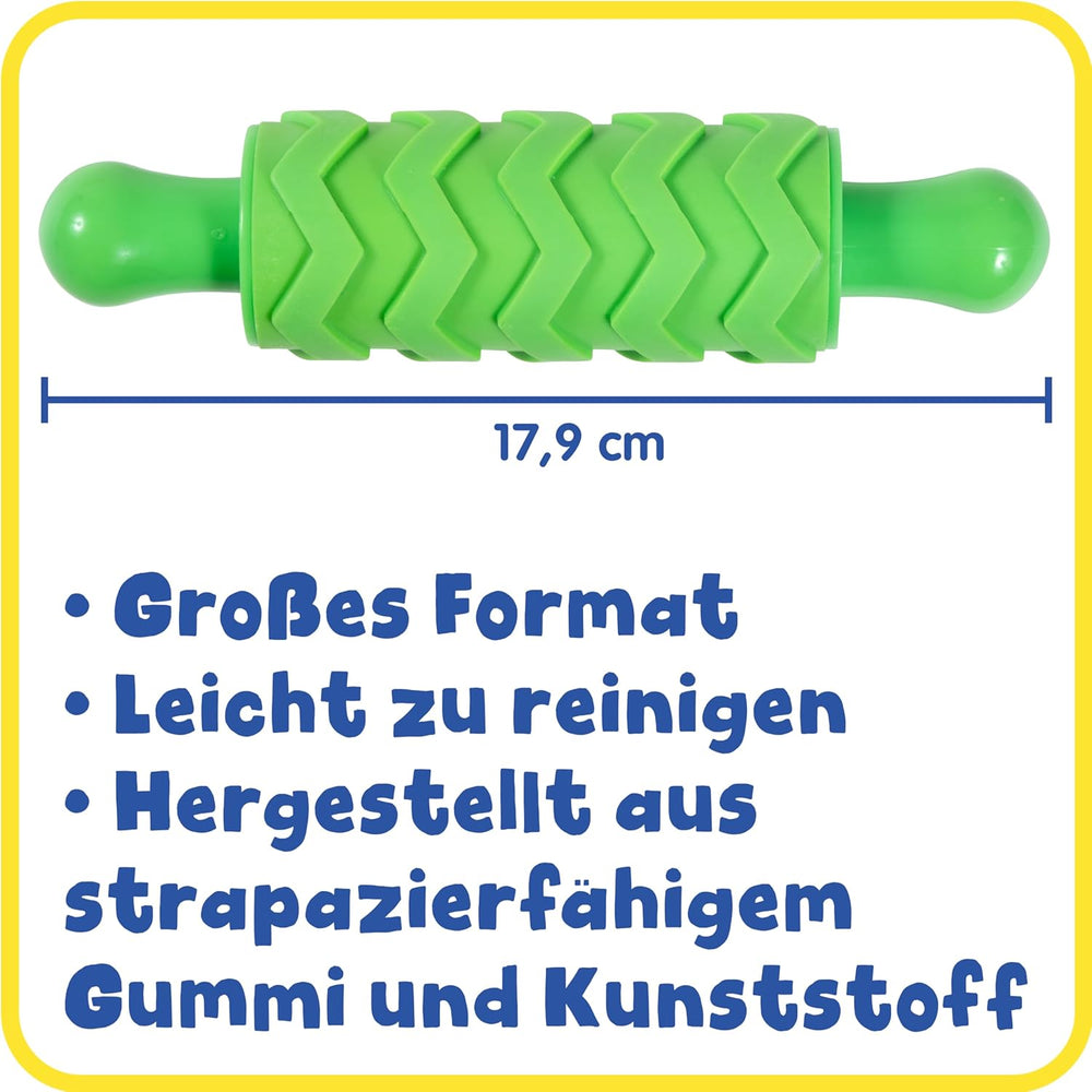 Mal- und Ton-Texturwalzen - 4er-Set - strukturált Knetrollen für Kinder - Vielseitige Muster zum Basteln und Dekorieren