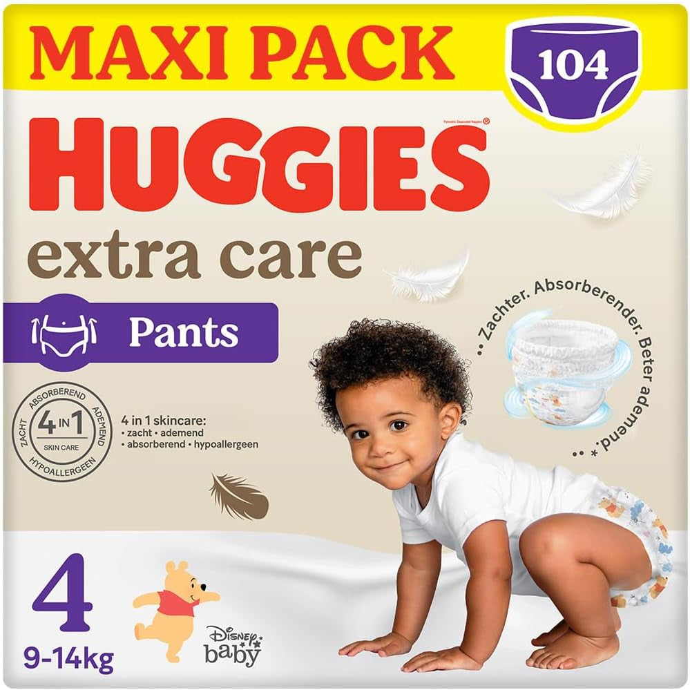 Huggies Extra Care pelenkák 4-es méretű (9-14 kg), 4 köteg 26 pelenka - 4280 g