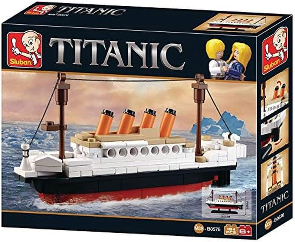 Sluban Klemmbausteine ​​​​SlubanM38-B0576 SL95336, Kleiner Bausatz (194 Teile) [M38-B0576], Spielset, Klemmbausteine, Schifffahrt, Spielfigural, Titanic, bunt