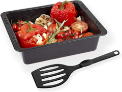 Chg SET 341-46-60 Extra Tiefe Ofenform (7,0 cm) "Emaille" Mit Profi-Pfannenwender", Schwarz Gesprenkelt Sütőformák és tálcák Naty Shop