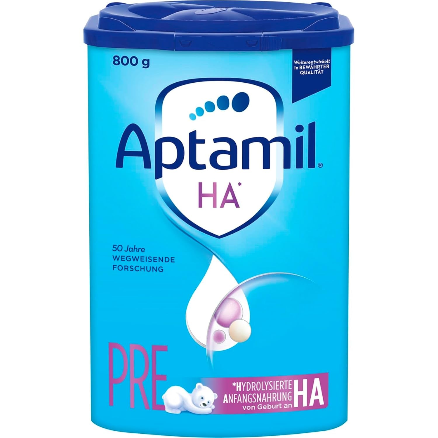 Aptamil HA PRE – Anfangsmilch von Geburt an, Mit DHA, Nur laktóz, Ohne Palmöl, Babynahrung, Milchpulver, 1x800 g
