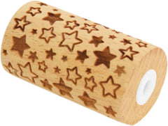 FŐZÉS – Mini-Roller aus Holz "Stern" – Deko mit eingravierten Abdrücken in Relief – Backform für Dekoration von Keksen, Keksen, Keksen – 5302
