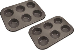 BERGNER BAKING LOVERS - Set Von 2 X 6 Cup Muffinformen - Kohlenstoffstahl Mit Ilag Essential, PFOA Frei, Leicht Zu Reinigen Formák és tálcák sütéshez Naty Shop 26,5 cm | 18,5 cm | 3 cm