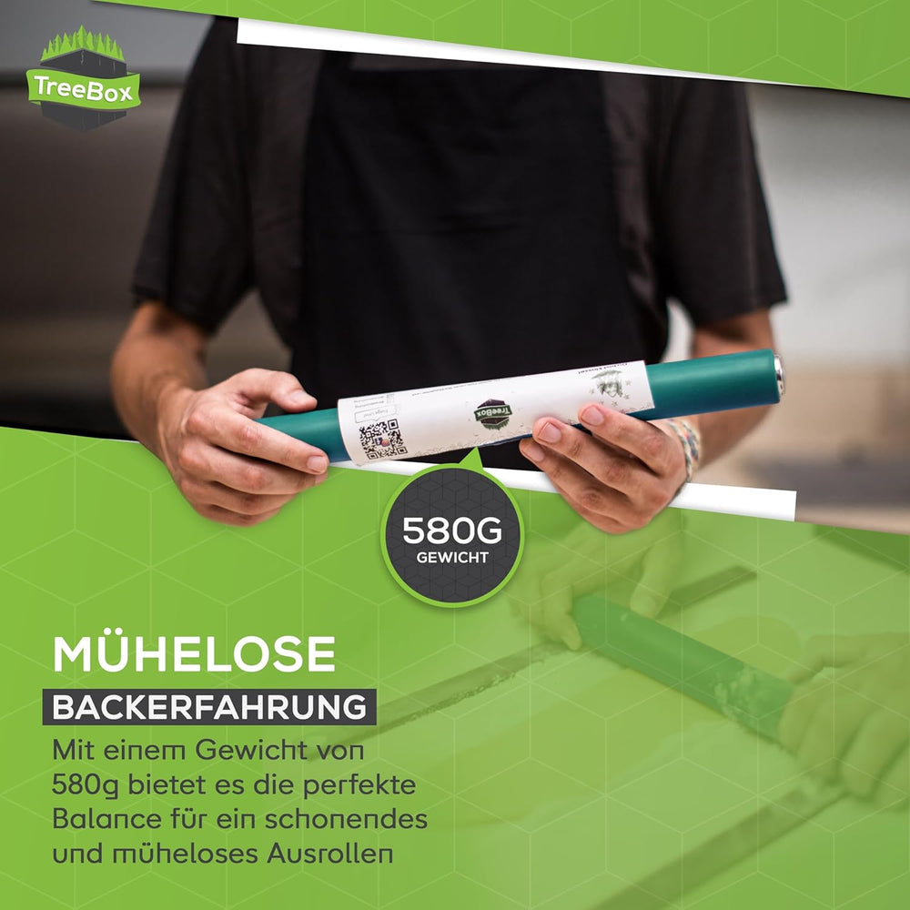 Nudelholz - Teigroller aus Silikon und Edelstahl - Modernes Nudelholz ohne Griffe mit Antihaftwirkung, Fondant und Teig im Handumdrehen ausrollen, Backutensilien