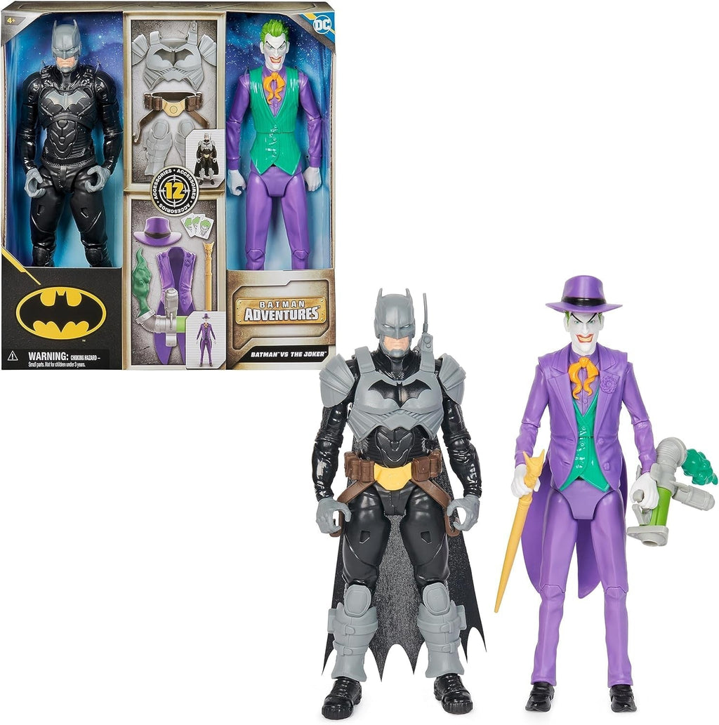 DC Batman Adventures Batman Vs the Joker Action Figure Set, 30 cm - 2 figuri complet mobile cu 12 elemente de echipament pentru jocuri de rol captivante, jucărie pentru copii cu vârsta de peste 4 ani Action figures Naty Shop Titlu implicit