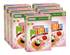 NESTLE Strawberry Minis, cereale cu aromă de căpșuni și făină integrală, set 7 x 375 grame Cereale Naty Shop