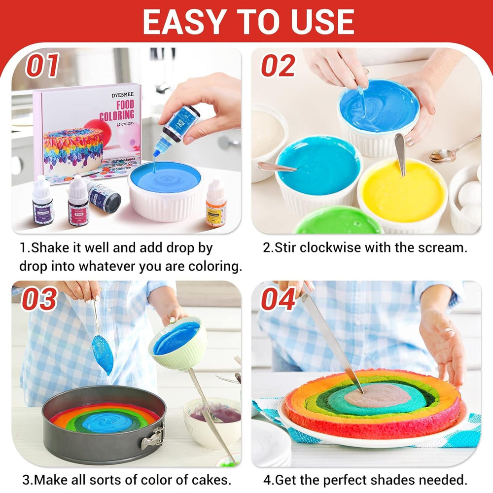 Colorant alimentar lichid – 12 culori colorant alimentar foarte concentrat pentru copt, băuturi, macaroane, fondant, decorare tort, set de coloranți alimentari pentru săpunuri DIY, slime, meșteșuguri (6 ml fiecare)