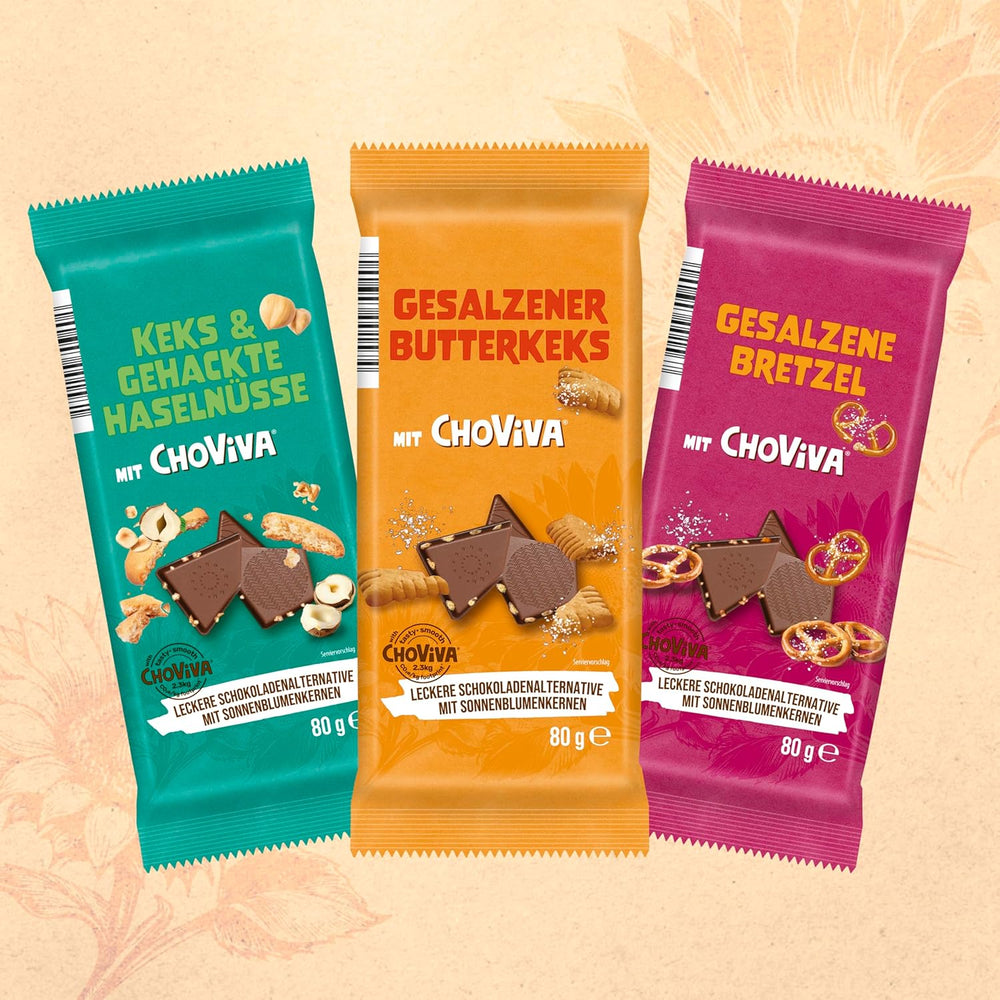 Sós vajas keksz és ChoViva, 80 g tábla, alternatív csokoládéból, napraforgómaggal