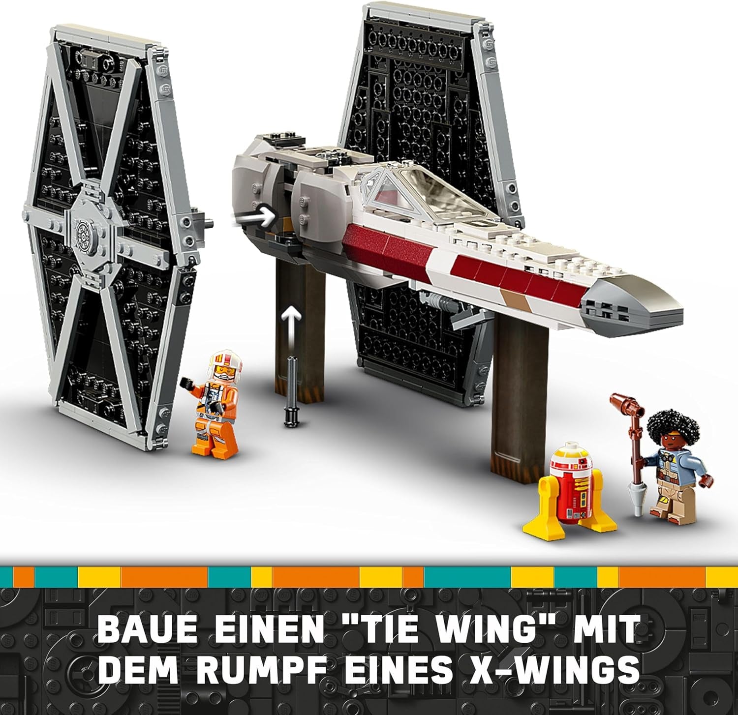 LEGO Star Wars TIE Fighter és X-Wing Mashup, Starfighter építhető játék, ajándékötlet gyerekeknek, testreszabható csillaghajók, ajándék fiúknak, lányoknak és minden rajongónak 75393 építőkészletek Beuche den LEGO-Store
