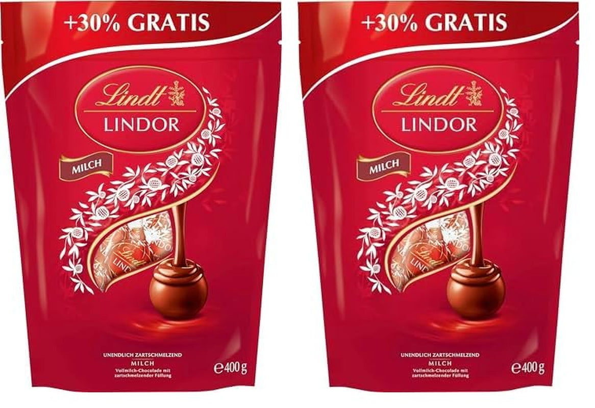 Lindt Chocolate LINDOR Balls Mixture, 399 grame Bomboane de Ciocolata Naty Shop 2 x 400 grame Ciocolata cu lapte