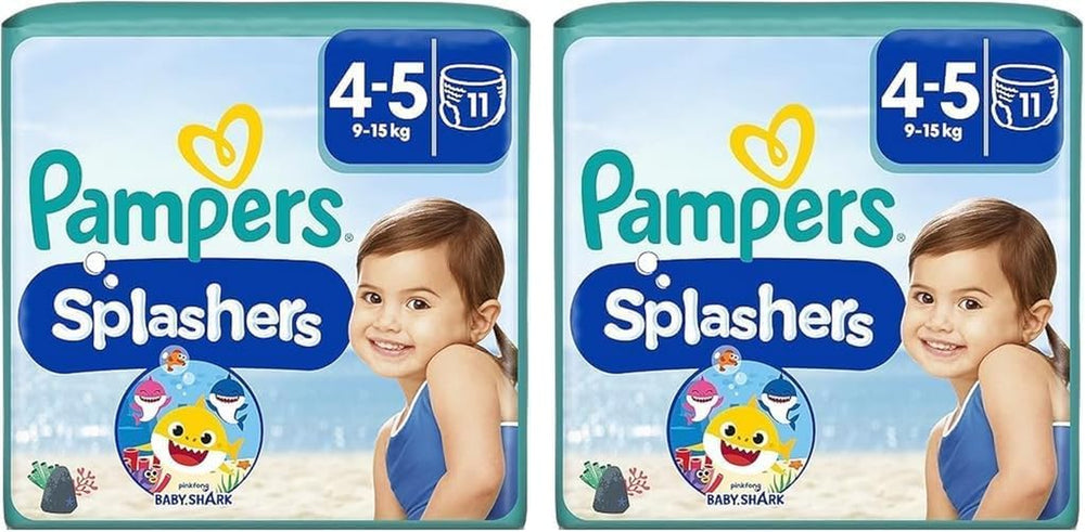 Pampers Splashers Baby Shark limitált kiadású eldobható úszópelenka 4-5, 11, 9kg-15kg, biztonságos védelem a vízben