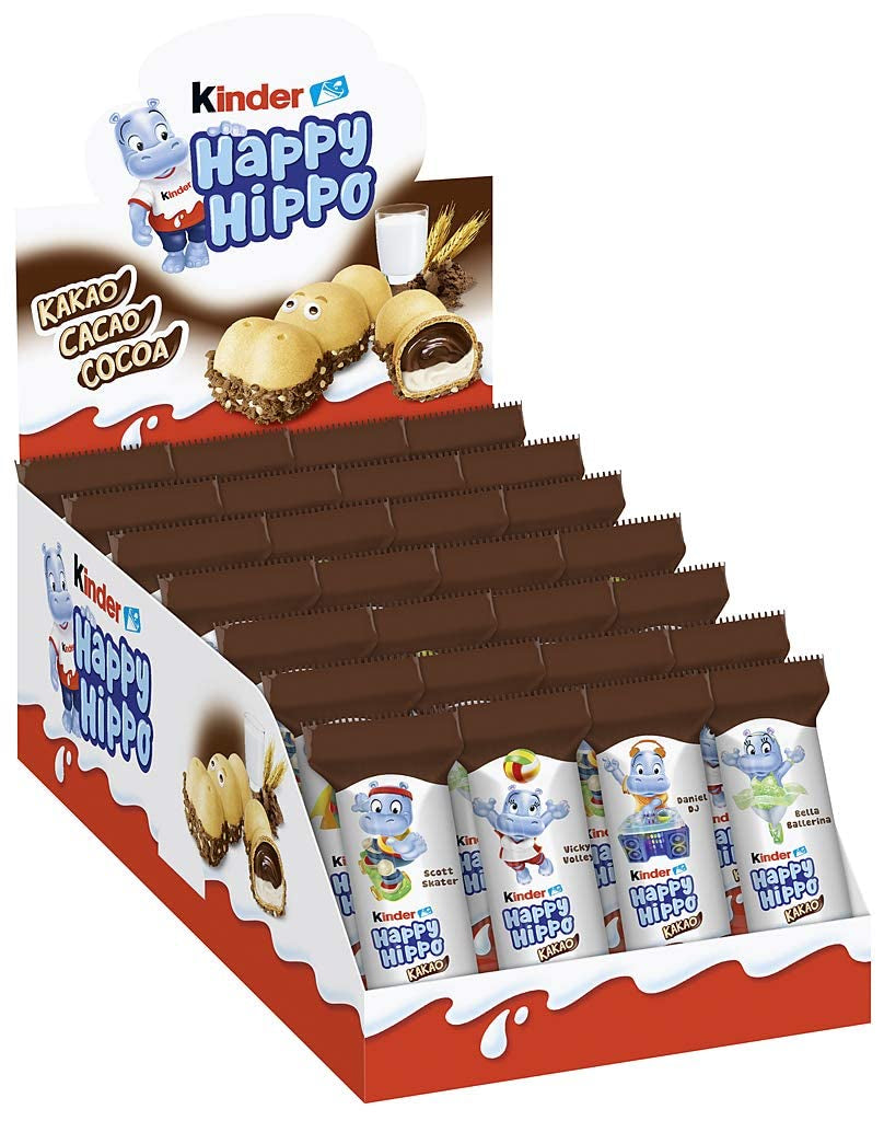 Kinder Happy Hippo Hazelnut – Különleges ropogós ostyák tejjel és mogyorókrémmel – Farsangi és Mardi Gras édességek – 1 csomag 5 db 20,7 g-os szeletet tartalmaz