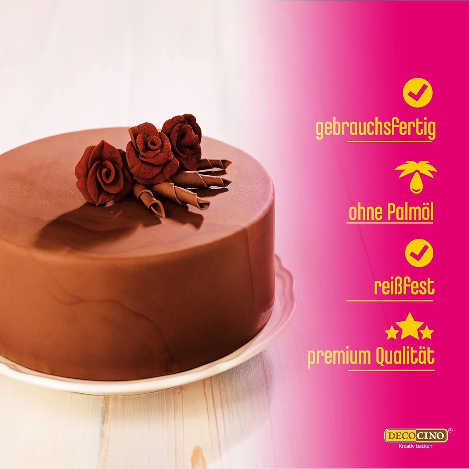 DECOCINO Fondant Schoko – 250 G – Ideális Verzieren Von Kuchen, Torten, Cupcakes számára – Palmölfrei & Vegán mázak és Decor Naty Shop