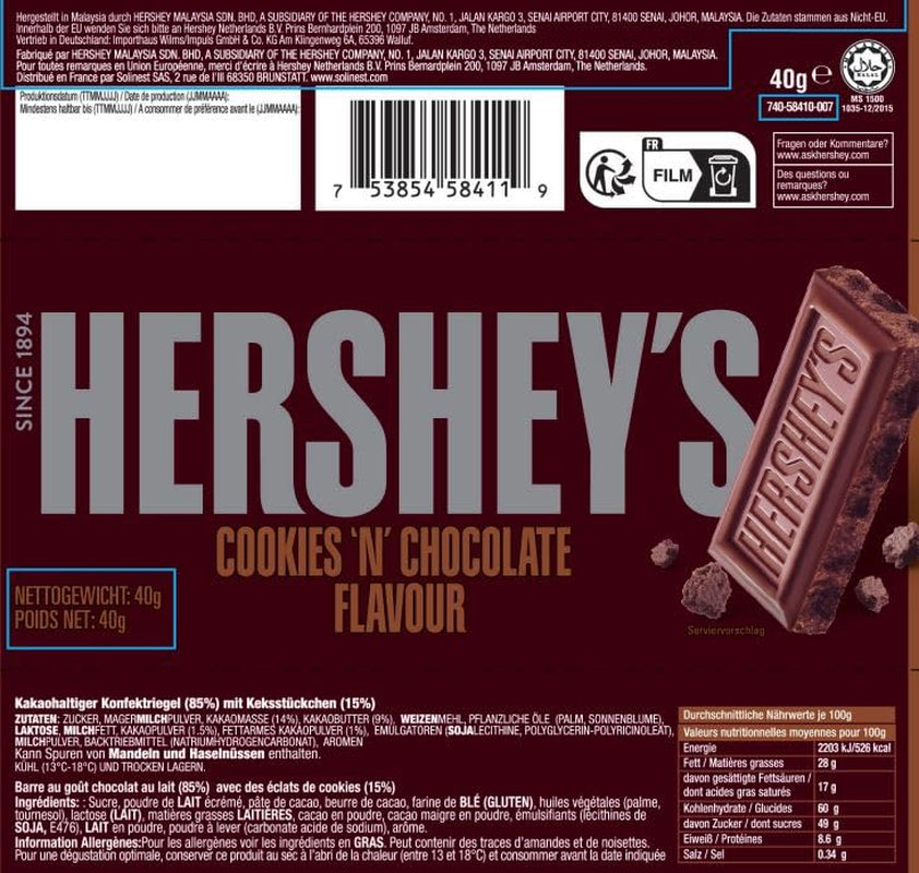 Cookies 'n' Chocolate, 24 db-os csomag (24 x 40 g) - Szájban olvadó tejcsokoládé ropogós sütidarabokkal