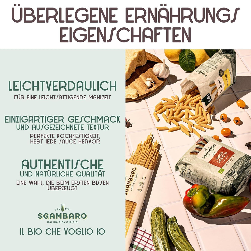 Paste spaghete organice nr. 5 - 500 g din grâu Khorasan – Grâu antic, bogat în proteine, cultivat 100% italian – Versatile în bucătărie și bogate în nutrienți