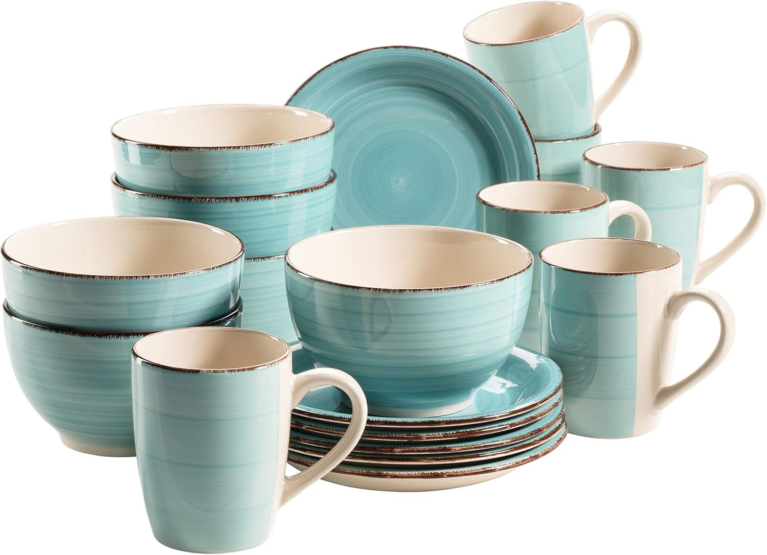 MÄSER 931950 Bel Tempo II serviciu de mic dejun pentru 6 persoane în aspect vintage, ceramică pictată manual Seturi vesela masa Naty Shop Turcoaz