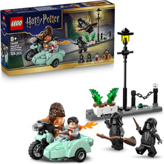 LEGO Harry Potter Hagrids und Harrys Flucht aus dem Ligusterweg - Motorrad Spielzeug mit 4 Minifiguren - 2 Todesser, eine Strassenszene - Geschenk für Mädchen, Jungen und Fans ab 8 Jahren - 76459