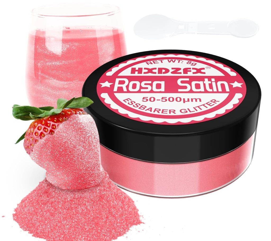 Essbarer Glitzer Für Getränke - Lebensmittelfarbe Pulver, Schimmerndes Glitzerpulver, Lebensmittel Glitzerpuder Für Schokolade, Kuchen, Fondant, Drinks - 8G (Frucht Grün) Naty Shop Fuchsia