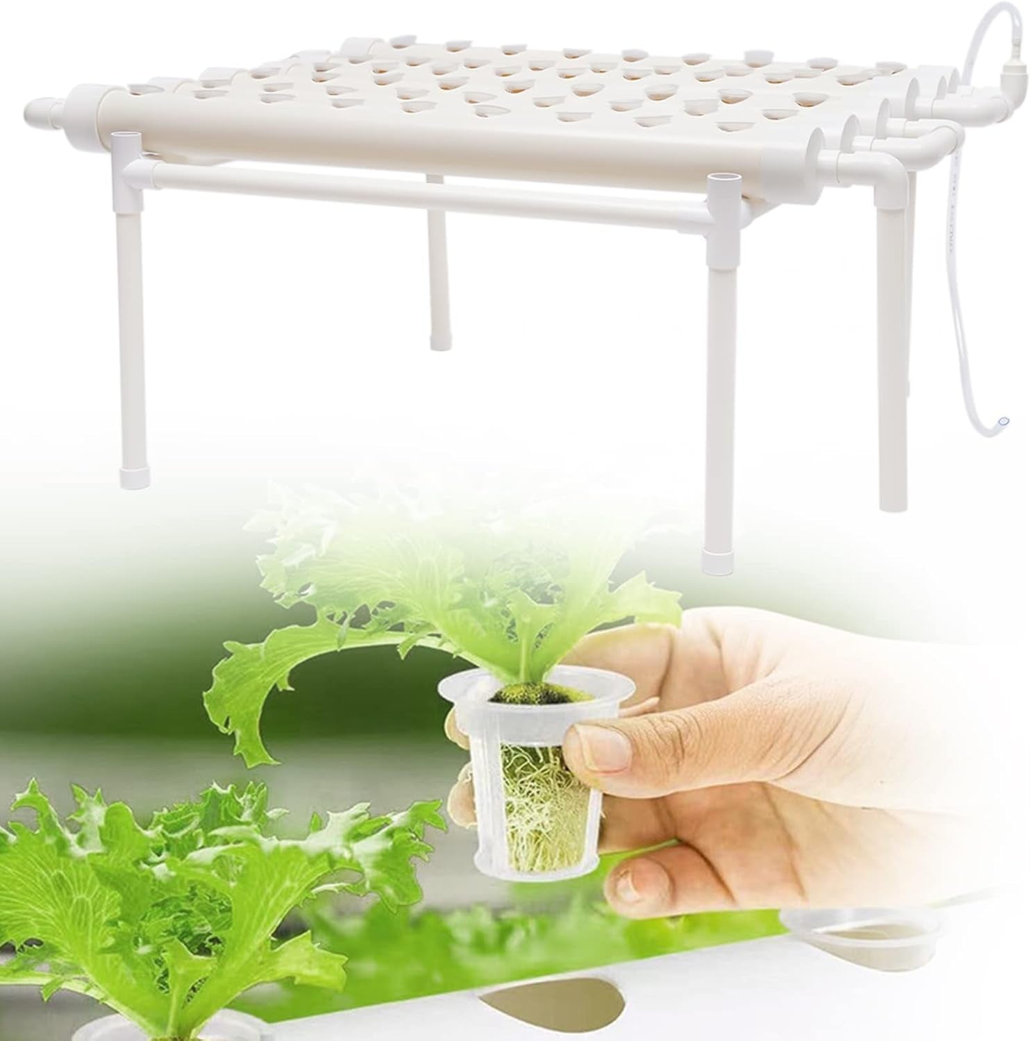 Hydroponische Systeme Grow Set Hydrokultur Plant Növényi hidroponikus Pflanzen BewäSserung System Kerti készlet Kerti szerszám Pflanze Sites Termesztési Hidroponika Hydroponisches Anzuchtsystem 54LöCher 6Rohr