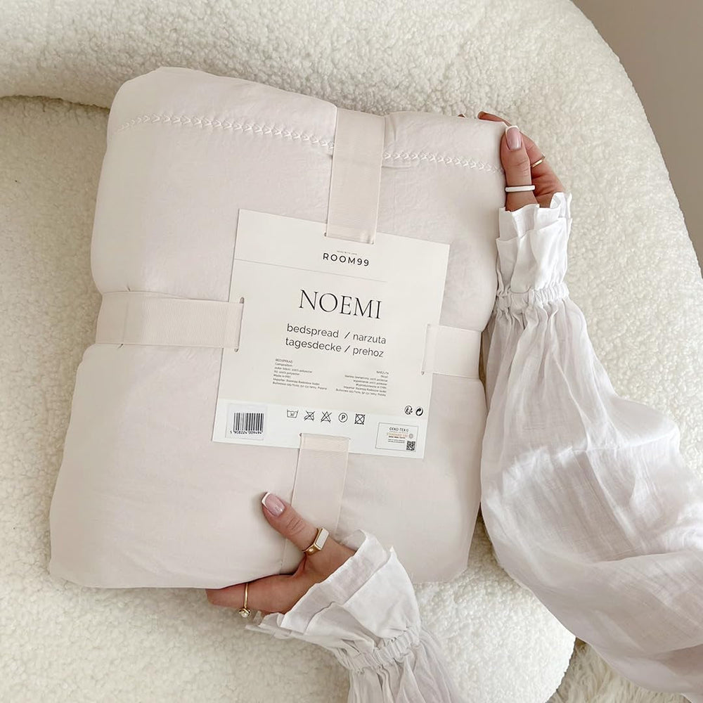 ROOM99 Noemi Elegant krémszínű ágytakaró 170 X 210 cm Sokoldalú ágytakaró ágytakaróként vagy kanapéként Dobtakaró ágyra és kanapéra Paplan stílusban Ideális ágytakarónak Ágyak és takarók Besuche den ROOM99-Store
