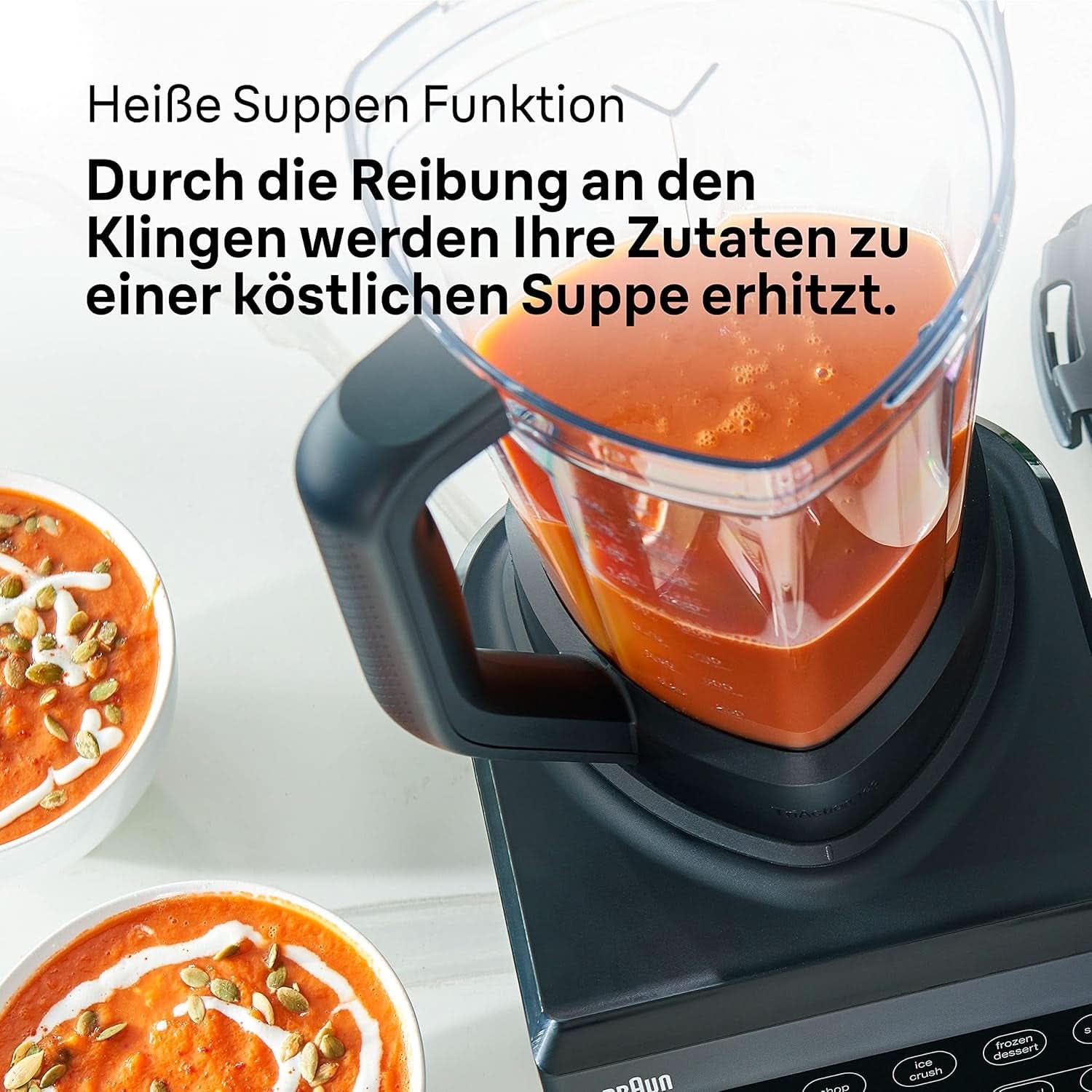 Braun Hochleistungsmixer Powerblend 9 JB9040 – Standmixer Mit Glas-Mixkrug, 18 Mixprogram, 10 Geschwindigkeiten + Pulsefunktion, Heiße Suppen Funktion, Reinigungsprogramm, Stampfer, 1600 W, Schwarz Kitchen Naty