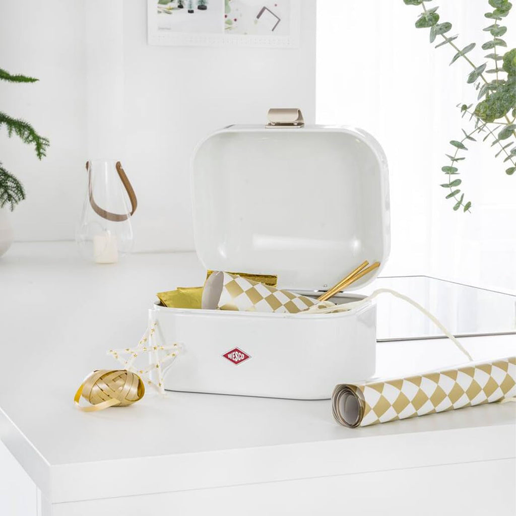 Coș de pâine WESCO Single Grandy în culoarea verde mentă, tablă de oțel acoperită cu pulbere, găuri de ventilație și mâner robust Cutii depozitare alimente Naty Shop