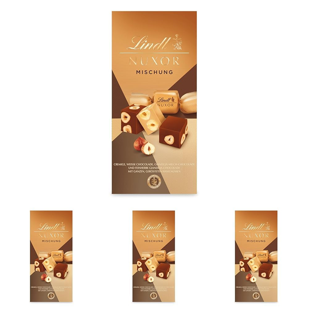 Lindt csokoládé | Mix táskához NUXOR | 103g | Gianduja krémes csokoládékockák három válogatásban pörkölt egész mogyoróval | Csokoládé ajándék