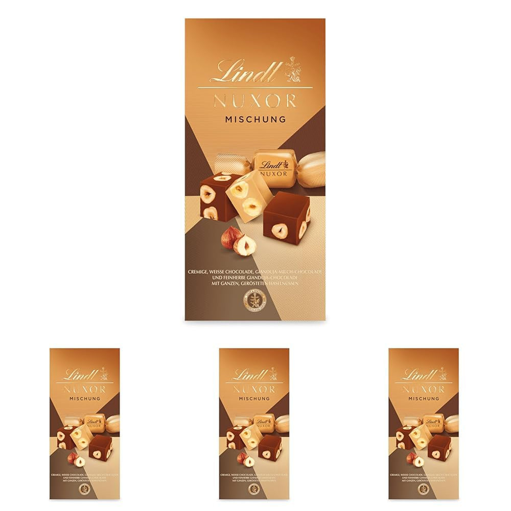 Lindt csokoládé | Mix táskához NUXOR | 103g | Gianduja krémes csokoládékockák három válogatásban pörkölt egész mogyoróval | Csokoládé ajándék