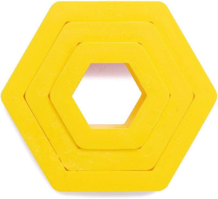 Decorare, Set de forme hexagonale pentru biscuiți, plastic, galben, 1,5/2,5/3,5 x 2,2 cm (pachet de 3)