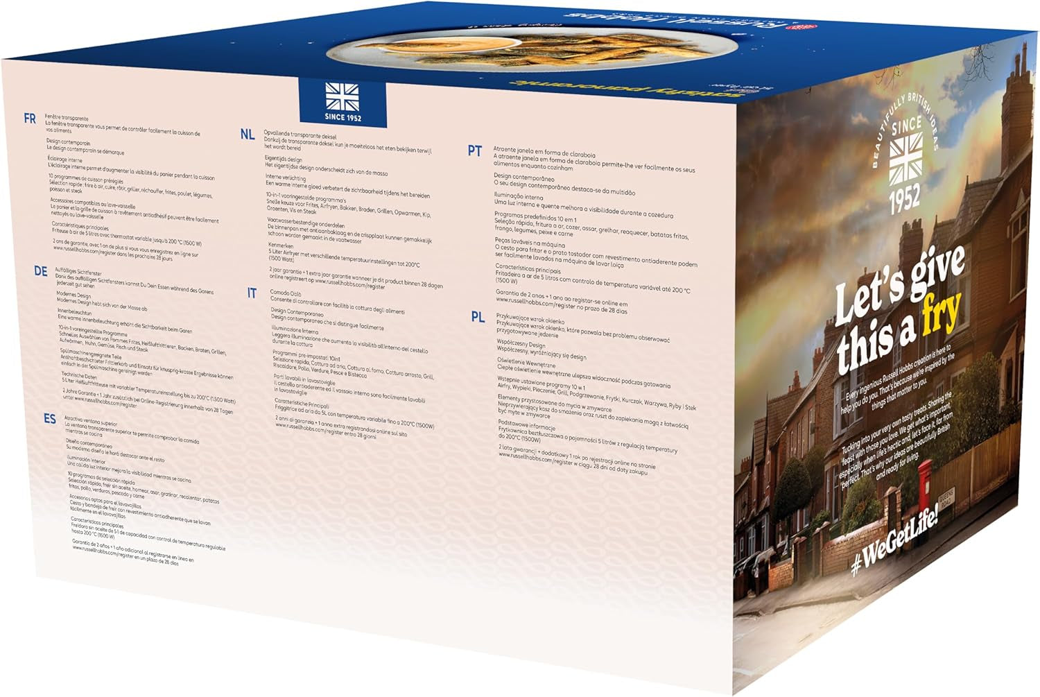 Russell Hobbs Airfryer, 5 liter, 10 program, kilátó ablak Naty Shop Appliances