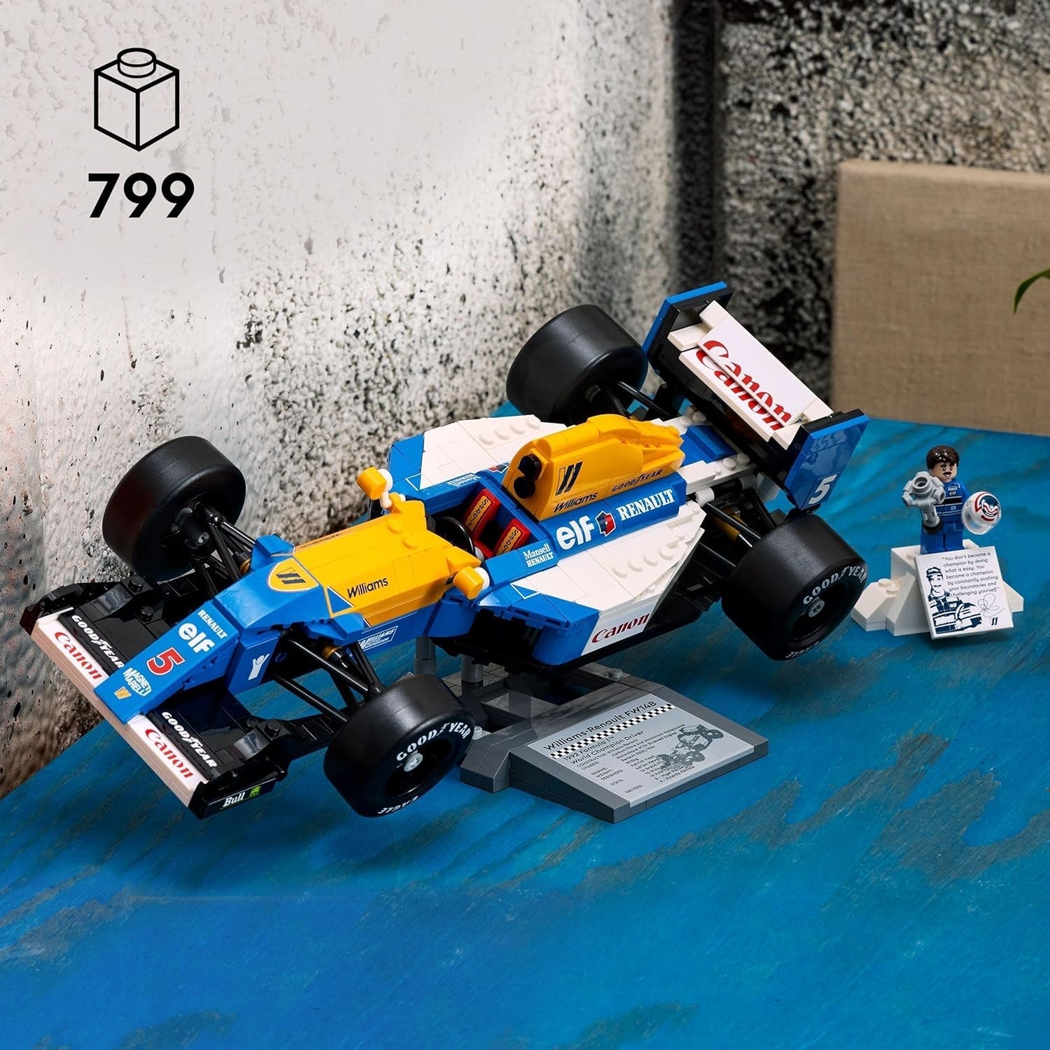 LEGO Icons Williams Racing FW14B Nigel Mansell-lel - F1 autómodell-készlet versenyzői minifigurákkal, gyűjthető - Asztaldekoráció állvánnyal - Ajándék felnőtteknek és tinédzsereknek Motorsport-rajongóknak 10353 Építőkészlet Besuche den LEGO-Store