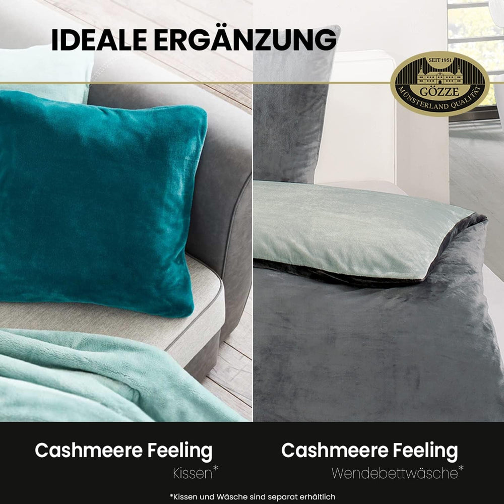 Gözze - Kényelmes takaró Premium Cashmere-Feeling, 500 G/M², 180 X 220 cm - mustáros ágyak és takarók Besuche den GÃ¶zze-Store