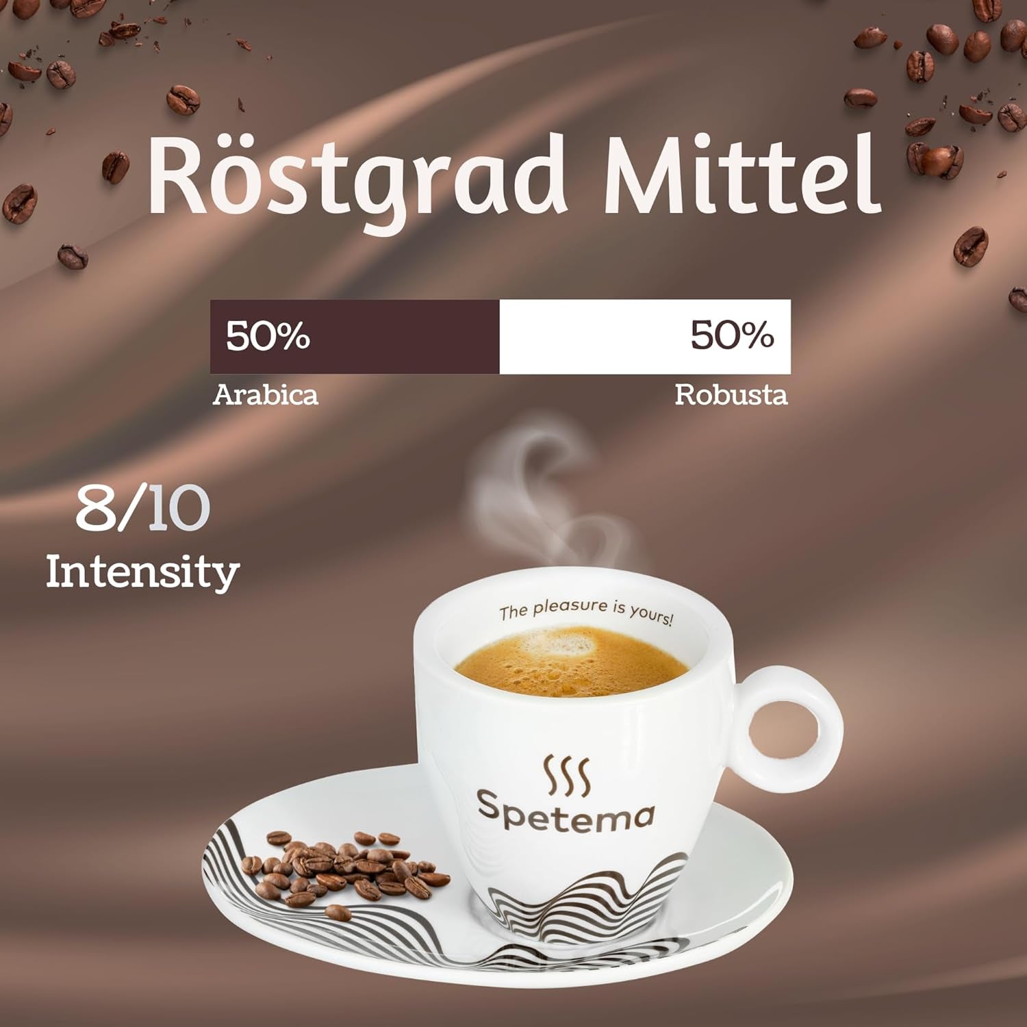 Spetema Kaffeebohnen Ragazzi Espresso Bar - 50% Arabica & 50% Robusta, Intensität 8/10, Mittlere Röstung, Zartes Aroma & Dichtes Geschmackserlebnis, 1 kg.