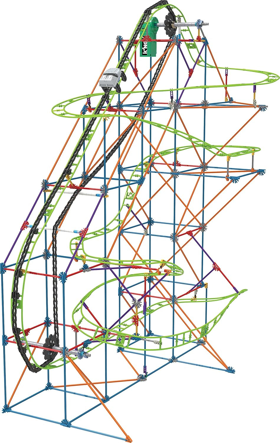 K'NEX 51438 Typhoon Frenzy hullámvasút, 2 az 1-ben modell színes építőkészlet fiúknak és lányoknak, 19 lábos játék, 640 részes gyerek építőkészlet 9 éves + gyermekek számára