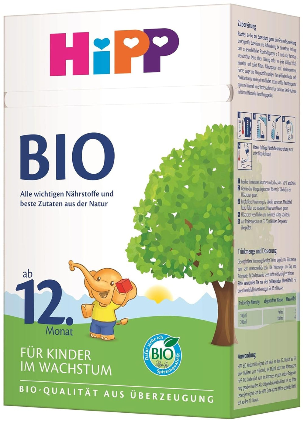 HiPP Organic Growth Milk (4 x 600 g) 12 hónap után kalciummal, vassal, C- és D-vitaminnal növekvő kisgyermekek számára, a legjobb bio minőség