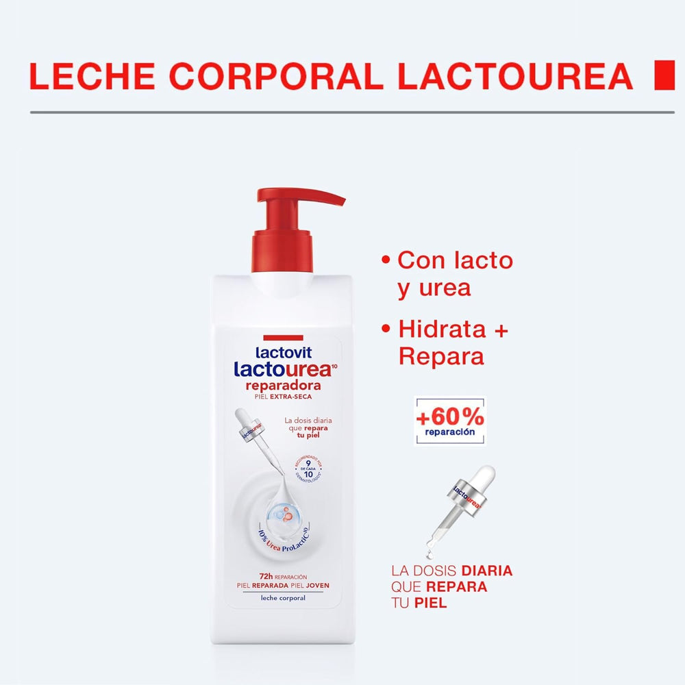 Lactourea reparierende Körpermilch mit Protein Calcium, Sofortige Absorption, 48 Stunden Ernährung und Reparatur, geeignet für dry and extra dry Haut, 800 ml