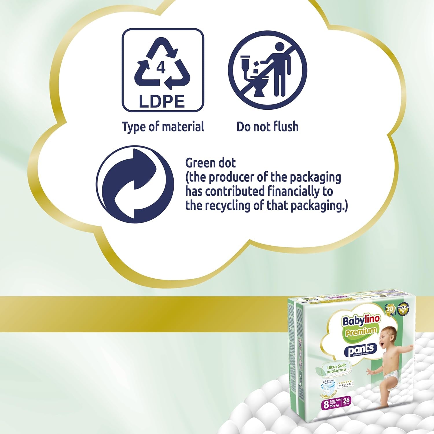 Prémium 8-as méretű nadrág Ultra-Soft szűrővel, XXL (20+ kg), 104 darab