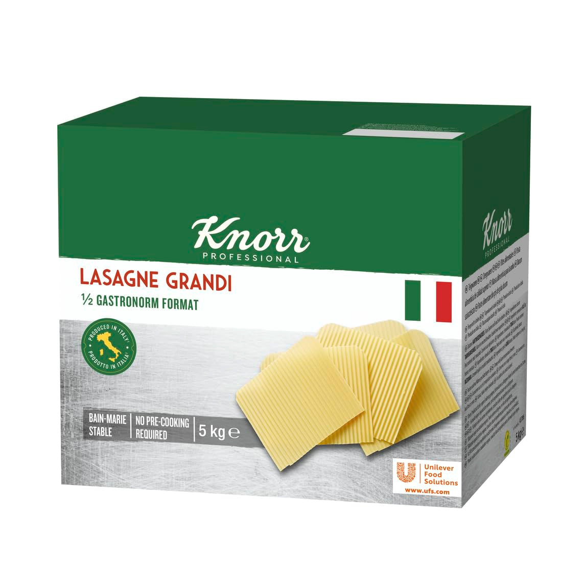 Lasagna Grandi Knorr 1/2 méretű Gastronorm - hullámos tésztalapok tésztához - nagy kiszerelés, 5000 g