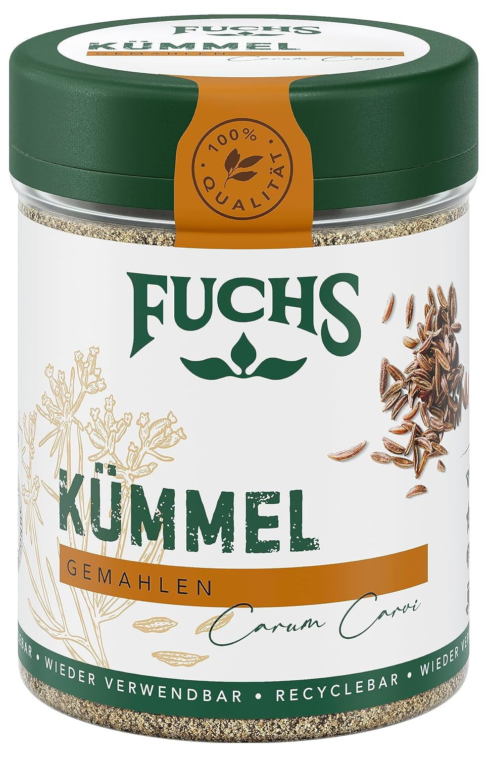 Fuchs Gewürze - Kümmel gemahlen - klassisches Gewürze für daftige Gerichte wie Chili con Carne - természetes összetevők - 55 g in wiederverwendbarer, recyclebarer Dózis