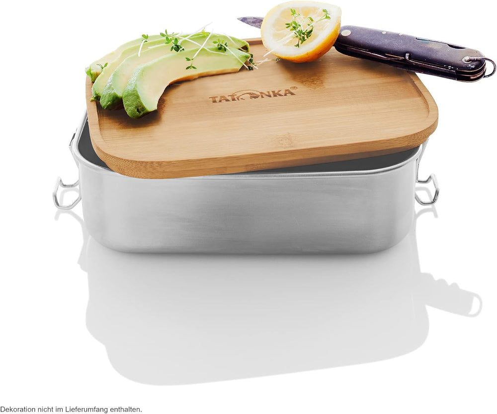 Cutie de prânz din oțel inoxidabil Tatonka Cutie de prânz I Bamboo (800 ml / 1000ml) - Cutie de pâine cu capac din bambus și capac oscilant - incasabil, non-toxic, lavabil în mașina de spălat vase, fără plastic și fără BPA Cutii depozitare alimente Naty Shop