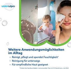 WaterWipes Sensitive+ Hydrating Boost nedves törlőkendők, hidratáló törlőkendők, 720 darab (12 csomag), 3 az 1-ben tiszta, ápoló, hidratáló, 99% aloe vera víz, illatmentes baba törlőkendők