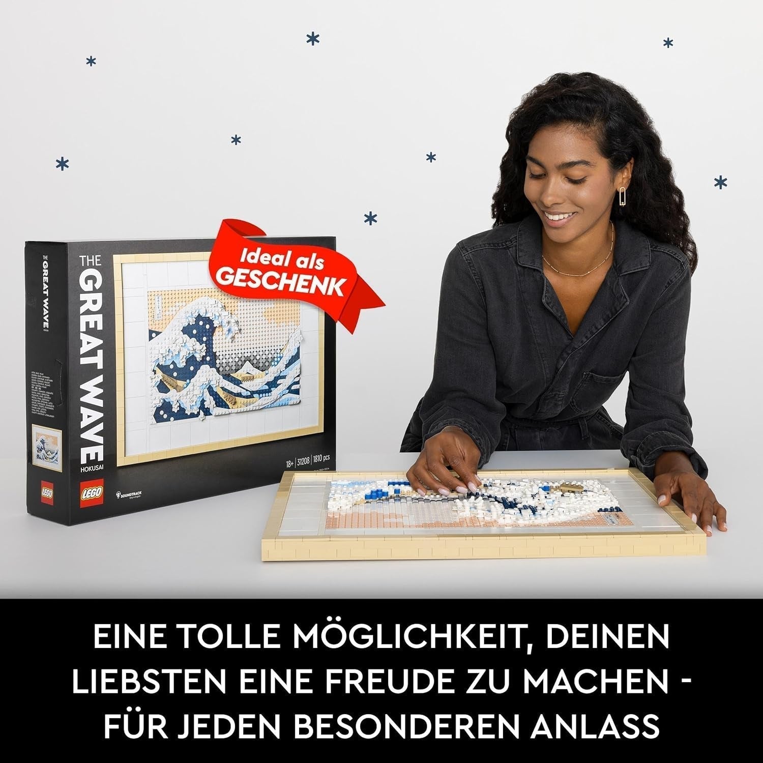 LEGO 31208 Art Hokusai - Marele val, decorațiuni de perete japoneze 3D, set de artizanat, pânză de ocean încadrată, hobby-uri pentru adulți, DYI, decorațiuni pentru casă și birou Seturi de constructie Besuche den LEGO-Store