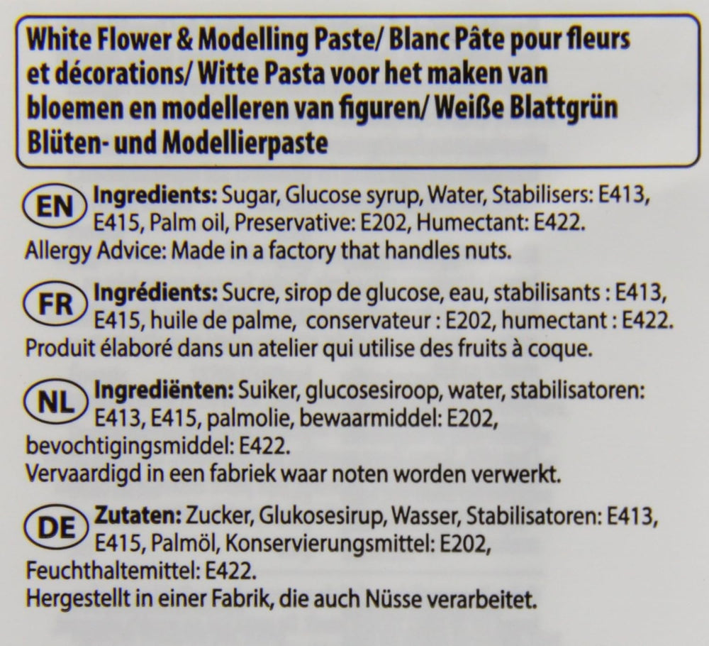 Flower & Modelling Paste White 250g - Pastă de modelare, perfectă pentru flori, flori, figuri și multe altele, pastă de zahăr comestibilă - 250 g Pasta de zahar Naty Shop