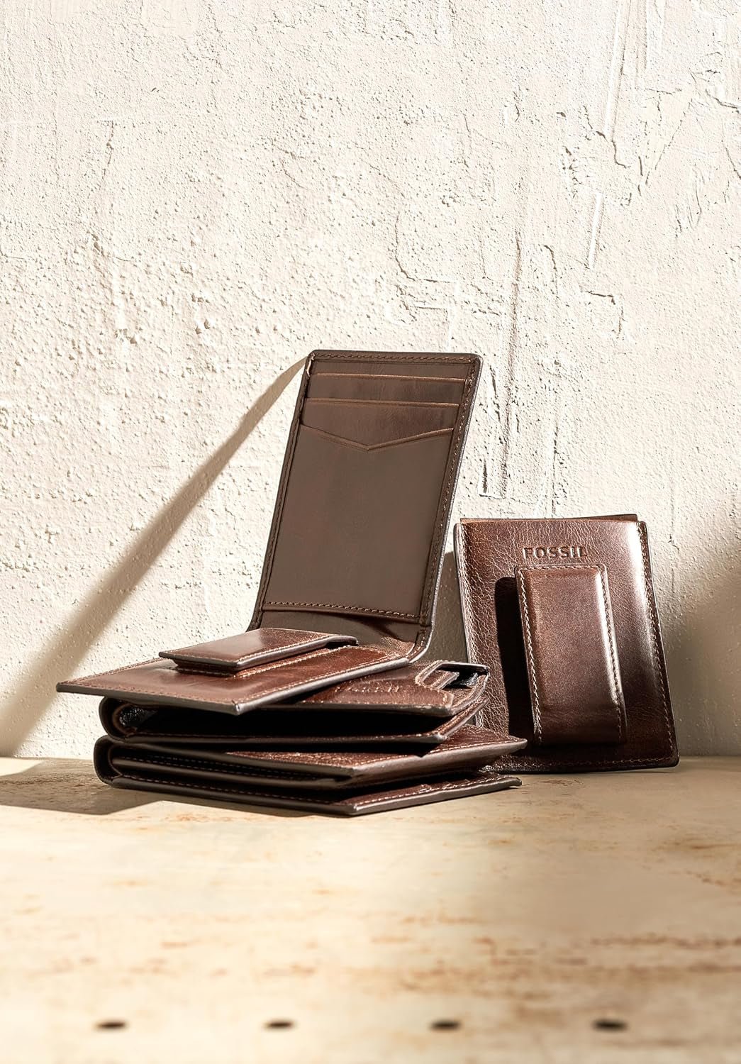 Fossil Bărbat Derrick piele RFID Blocare Magnetic Card Case Walletderrick Wallet Portofel Barbati Naty Shop