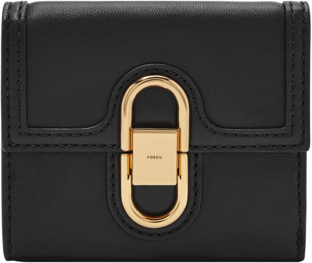 Fossil trifold de damă Avondale din piele, SL8292216 Portofel Femei Naty Shop Negru 10,8 cm L X 1,3 cm W X 10,2 cm H