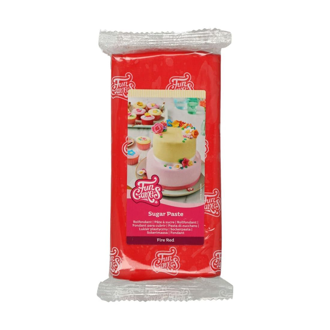FunCakes Fire Red fondant laminat: ușor de utilizat, neted, flexibil, moale și pliabil, perfect pentru decorarea prăjiturilor, halal, kosher și fără gluten, 1 kg (1 pachet) Pasta de zahar Naty Shop Roșu foc 1 kg (1 pachet)