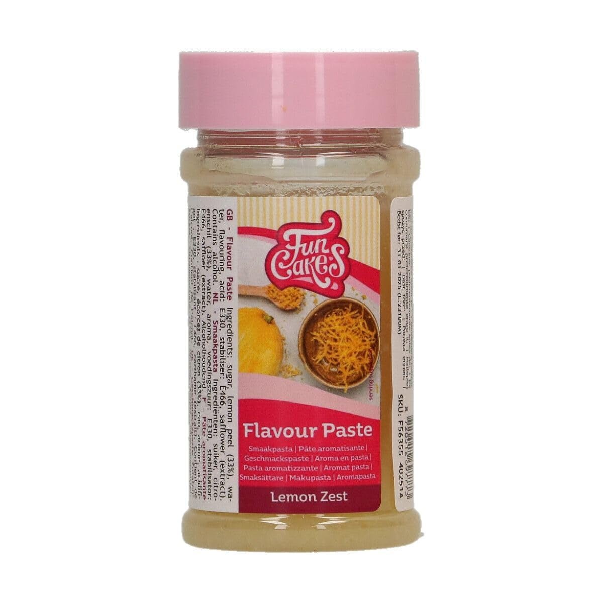 FunCakes pastă de aromă coajă de lămâie: aromă alimentară, gust deosebit, bună pentru decorarea prăjiturilor, potrivită pentru patiserie și umpluturi. 100 g. Pasta de zahar Naty Shop Default Title