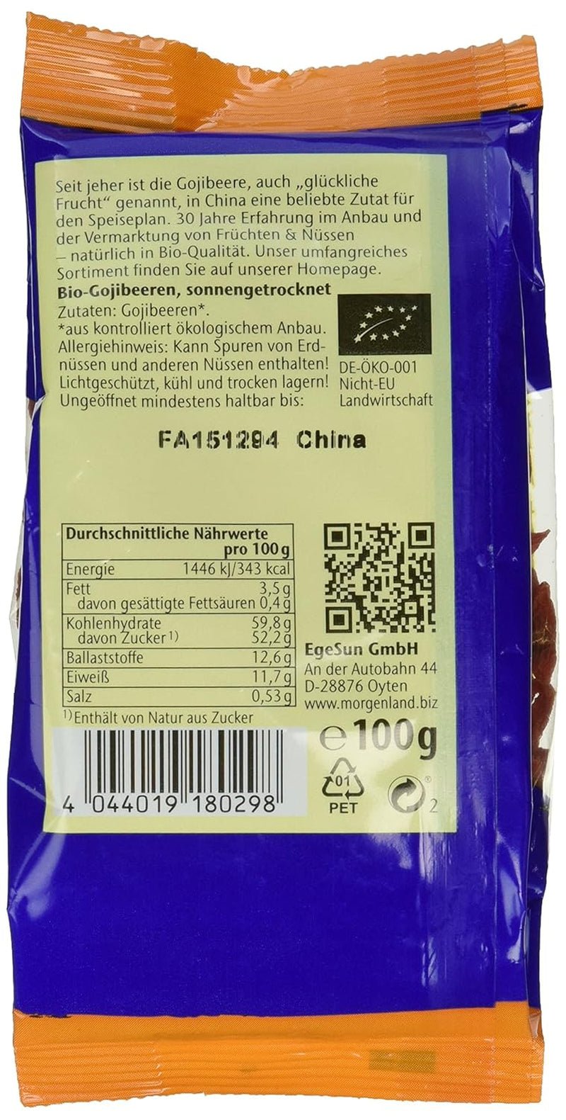 Goji berries 100g fructe uscate organice, 1 pachet (1 x 100 g) Produse deshidratate Magazinul meu