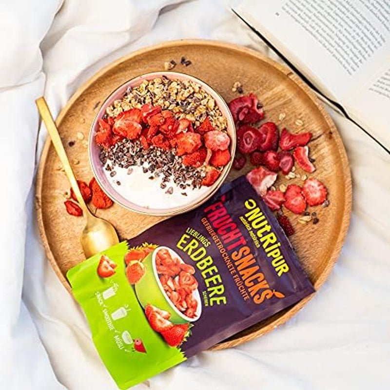 Gustare de fructe organice pentru copii: 6x15g căpșuni organice liofilizate - Fructe liofilizate - Fructe uscate - Little rascals de la NutriPur Produse deshidratate Naty Shop